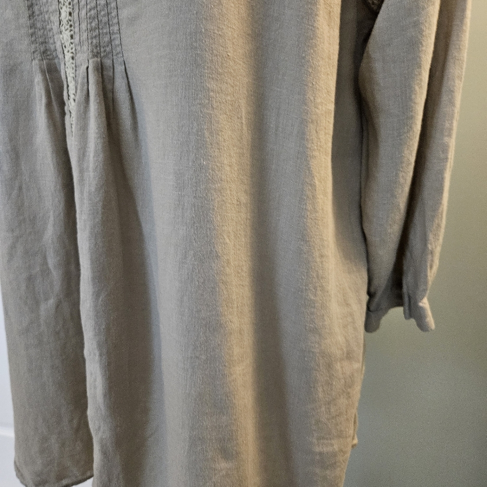 J. Jill Taupe Shirt with Lace Trim Women's Size Large L - Picture 10 of 13